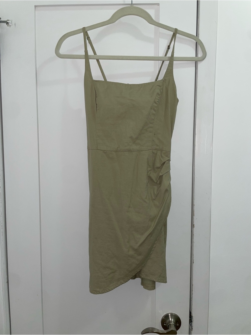 Abercrombie & Fitch Olive Spaghetti-Strap Wrap Mini Dress